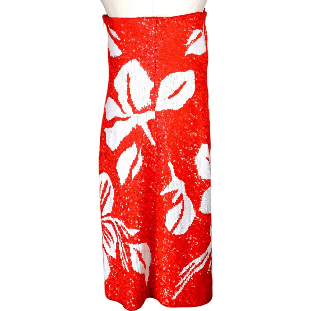 1991 Valentino Boutique Red Hibiscus  Dress, S/S 1991 Paris Runway Finale - Picture 9 of 16